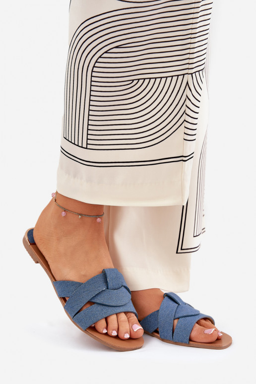 zempapēžu sieviešu čības Z Przeplatającymi Się Paskami Džinsa auduma Selaenor