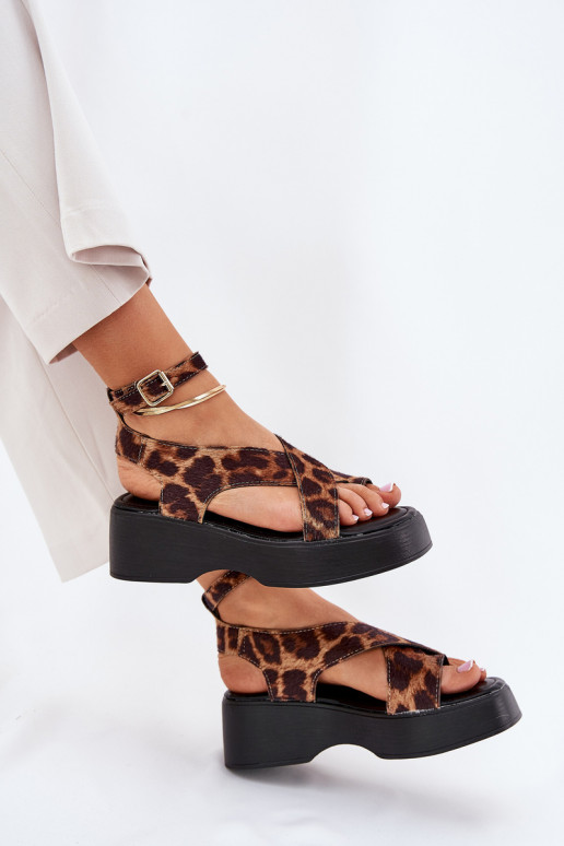 Sieviešu basenes ar platformu I Koturnie ar leoparda kažokādas rakstu brūnas krāsas Tenzorus Sieviešu basenes ar platformu I Koturnie ar leoparda kažokādas rakstu brūnas krāsas Tenzorus