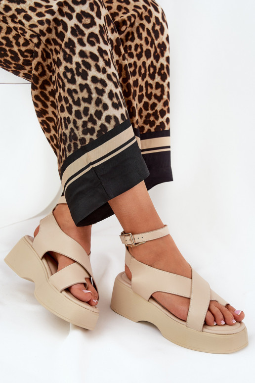 Sieviešu basenes ar platformu I Koturnie Eko Āda smilšu krāsas Tenzorus Sieviešu basenes ar platformu I Koturnie Eko Āda smilšu krāsas Tenzorus