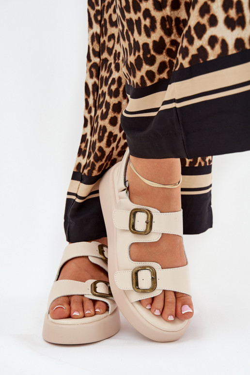 Sieviešu basenes ar platformu I Koturnie ar sprādzēm smilšu krāsas Genorre Sieviešu basenes ar platformu I Koturnie ar sprādzēm smilšu krāsas Genorre