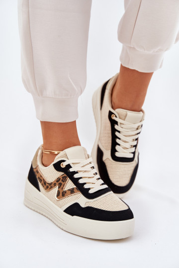 sporta apavi Sieviešu ar platformu ar leoparda kažokādas rakstu melnas krāsas Lorori 2