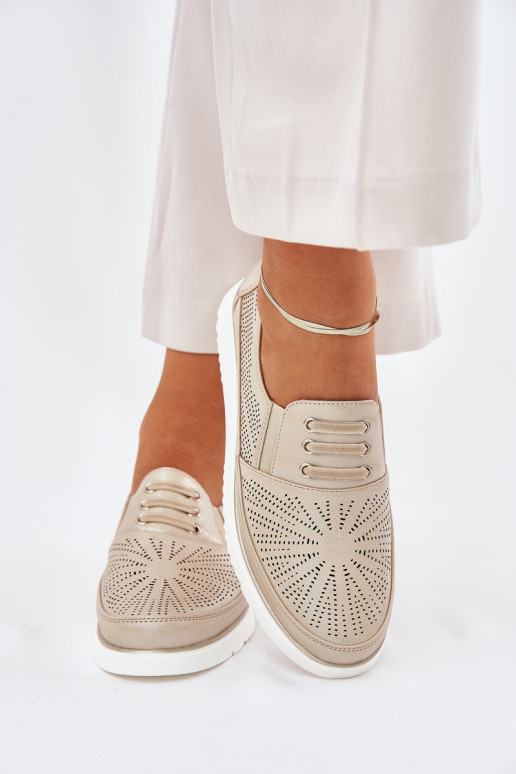 apavi Sieviešu Paslīdēt uz Ažūrs Zelta krāsas Azethia