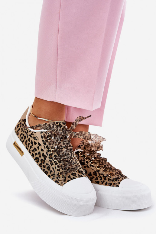 sieviešu puszābaki ar platformu Ar greznu Šņorēšanam ar leoparda kažokādas rakstu brūnas krāsas Zidora sieviešu puszābaki ar platformu Ar greznu Šņorēšanam ar leoparda kažokādas rakstu brūnas krāsas Zidora