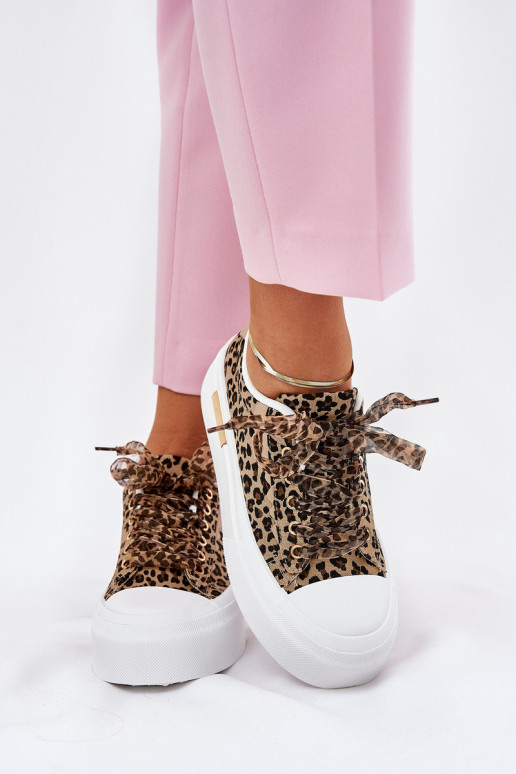 sieviešu puszābaki ar platformu Ar greznu Šņorēšanam ar leoparda kažokādas rakstu brūnas krāsas Zidora sieviešu puszābaki ar platformu Ar greznu Šņorēšanam ar leoparda kažokādas rakstu brūnas krāsas Zidora