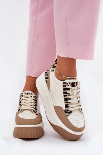 Sneakers modeļa apavi Sieviešu ar platformu Zebra smilšu krāsas Tamorniel 2