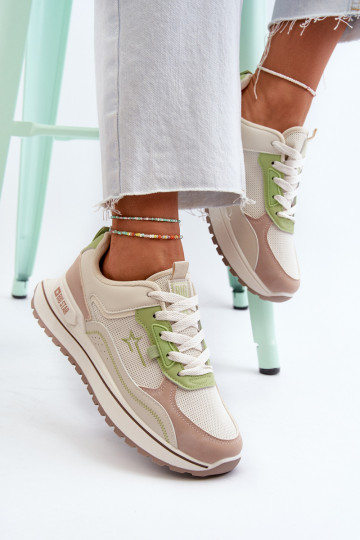 Sneakers modeļa apavi Sieviešu Big Star NN274A091 smilšu krāsas-Zaļas krāsas 2