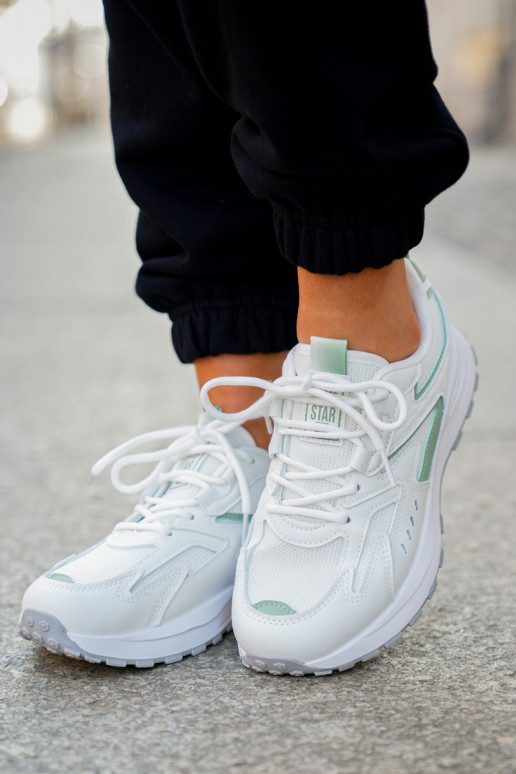 Sporta apavi sievietēm Big Star NN274A095 HI-POLY SYSTEM baltas-zaļas krāsas Sporta apavi sievietēm Big Star NN274A095 HI-POLY SYSTEM baltas-zaļas krāsas