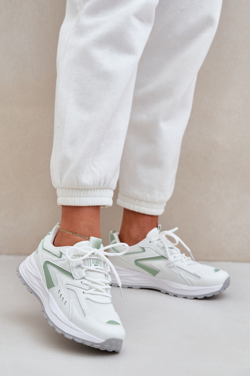 Sporta apavi sievietēm Big Star NN274A095 HI-POLY SYSTEM baltas-zaļas krāsas Sporta apavi sievietēm Big Star NN274A095 HI-POLY SYSTEM baltas-zaļas krāsas