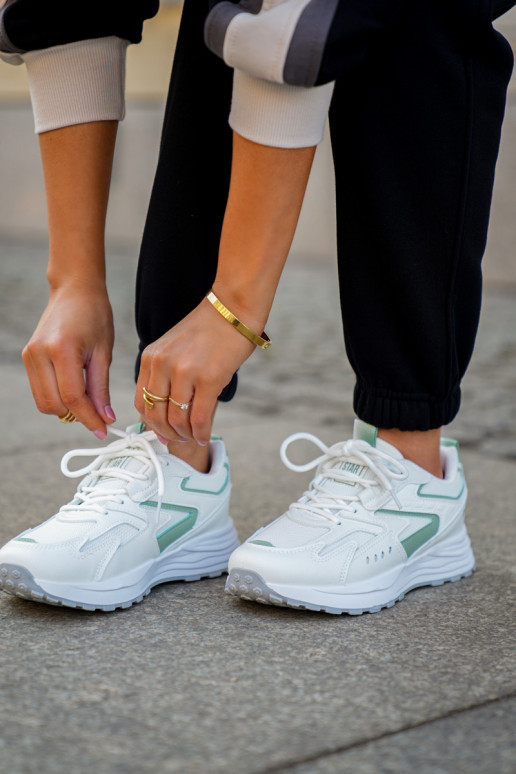 Sporta apavi sievietēm Big Star NN274A095 HI-POLY SYSTEM baltas-zaļas krāsas Sporta apavi sievietēm Big Star NN274A095 HI-POLY SYSTEM baltas-zaļas krāsas