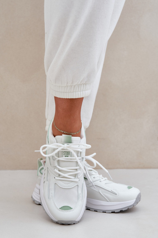 Sporta apavi sievietēm Big Star NN274A095 HI-POLY SYSTEM baltas-zaļas krāsas Sporta apavi sievietēm Big Star NN274A095 HI-POLY SYSTEM baltas-zaļas krāsas
