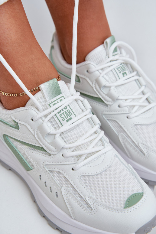 Sporta apavi sievietēm Big Star NN274A095 HI-POLY SYSTEM baltas-zaļas krāsas Sporta apavi sievietēm Big Star NN274A095 HI-POLY SYSTEM baltas-zaļas krāsas