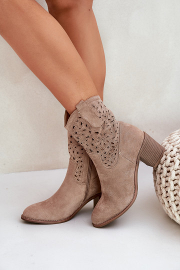 Cauraudumi zābaki Moteriški ar papēžiem S.Barski HY51-125 smilšu krāsā