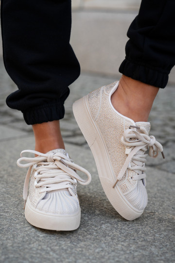 Sneaker stila apavi Moteriškas ar dekorāciju ar platformu smilšu krāsā