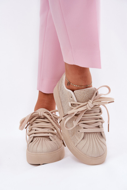 Sneaker stila apavi Moteriškas ar dekorāciju ar platformu smilšu krāsā Sneaker stila apavi Moteriškas ar dekorāciju ar platformu smilšu krāsā