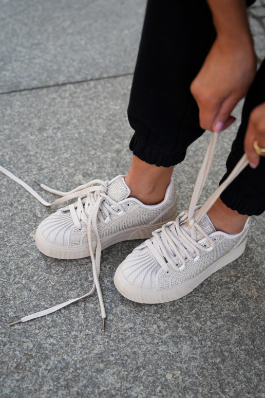 Sneaker stila apavi Moteriškas ar dekorāciju ar platformu smilšu krāsā Sneaker stila apavi Moteriškas ar dekorāciju ar platformu smilšu krāsā