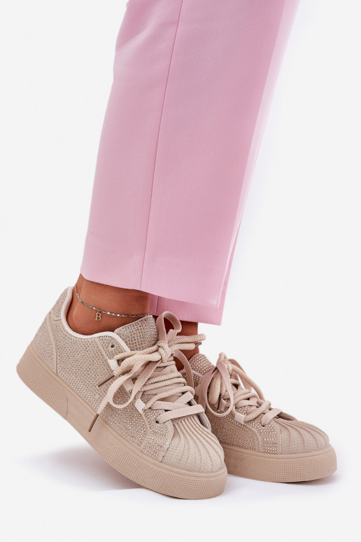 Sneaker stila apavi Moteriškas ar dekorāciju ar platformu smilšu krāsā Sneaker stila apavi Moteriškas ar dekorāciju ar platformu smilšu krāsā